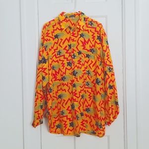 Vintage, 90's shirt. Made in Switzerland. Three button down star patterned.